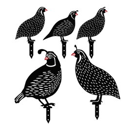 Aberto Design Set de figuras de codornices metálicas para jardín, Negro